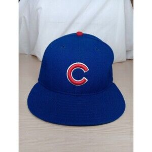 New Era Baseball Hat 59Fifty 6 7/8 Chicago Cubs Official On-Field Cap Blue EUC